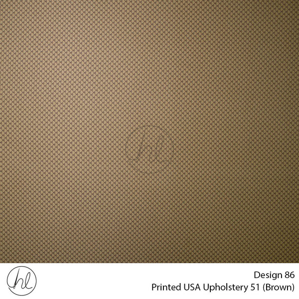 Printed USA Upholstery 51 (Design 86) (Brown) (140cm Wide) Per m