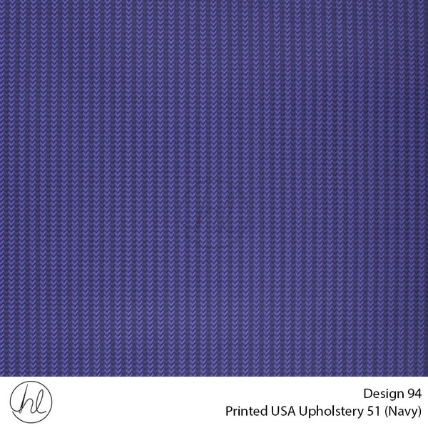 Printed USA Upholstery 51 (Design 94) (Navy) (140cm Wide) Per m