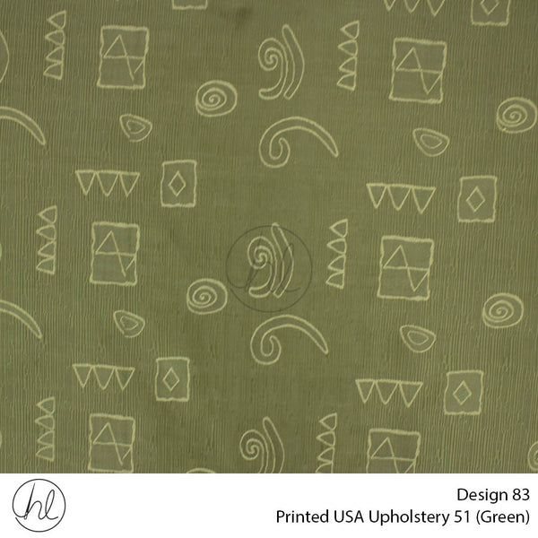 Printed USA Upholstery 51 (Design 83) (Green) (140cm Wide) Per m