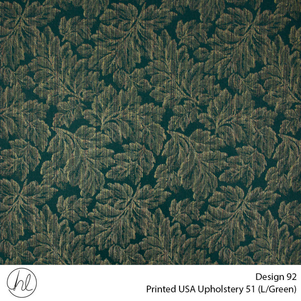 Printed USA Upholstery 51 (Design 92) (Light Green) (140cm Wide) Per m