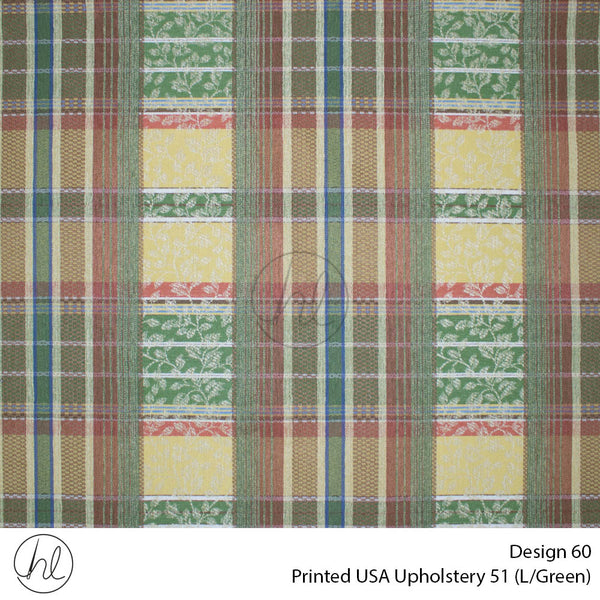 Printed USA Upholstery 51 (Design 60) (Light Green) (140cm Wide) Per m