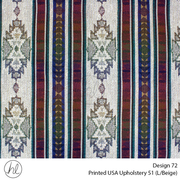 Printed USA Upholstery 51 (Design 72) (Light Beige) (140cm Wide) Per m