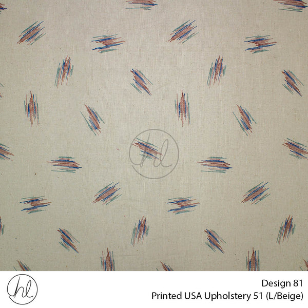 Printed USA Upholstery 51 (Design 81) (Light Beige) (140cm Wide) Per m