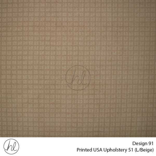 Printed USA Upholstery 51 (Design 91) (Light Beige) (140cm Wide) Per m