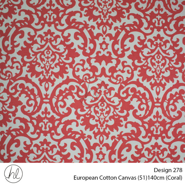 European Cotton Canvas (Buy 10M OR More R49.99 PM (Design 278) (140cm) (Per m) (Coral)