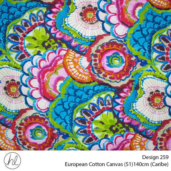 European Cotton Canvas (Buy 10M OR More R49.99 PM (Design 259) (140cm) (Per m) (Caribe)