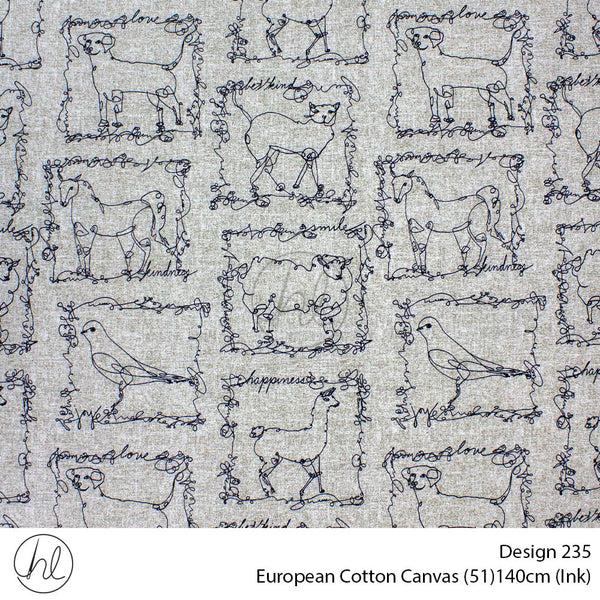 European Cotton Canvas (Buy 10M OR More R49.99 PM (Design 235) (140cm) (Per m) (Ink)