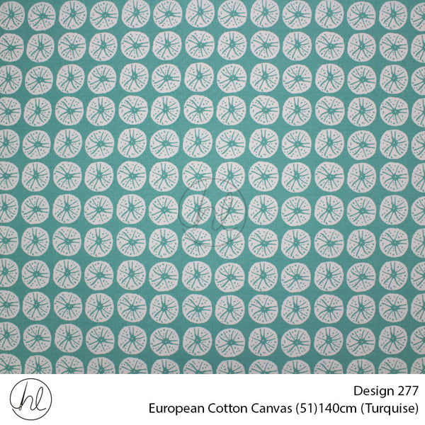 European Cotton Canvas (Buy 10M OR More R49.99 PM (Design 277) (140cm) (Per m) (Turquiose)