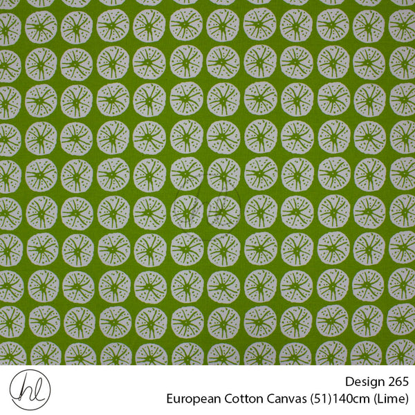 European Cotton Canvas (Buy 10M OR More R49.99 PM (Design 265) (140cm) (Per m) (Lime)