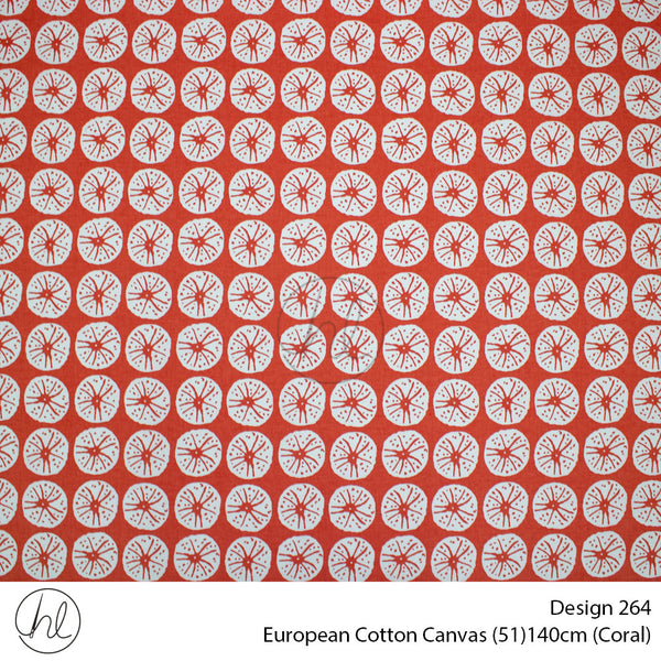 European Cotton Canvas (Buy 10M OR More R49.99 PM (Design 264) (140cm) (Per m) (Coral)
