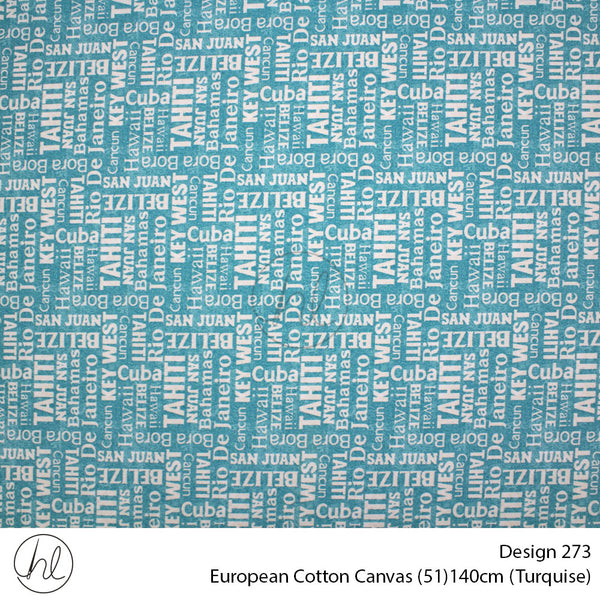 European Cotton Canvas (Buy 10M OR More R49.99 PM (Design 273) (140cm) (Per m) (Turquiose)