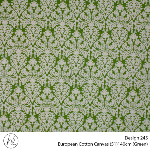 European Cotton Canvas (Buy 10M OR More R49.99 PM (Design 245) (140cm) (Per m) (Green)