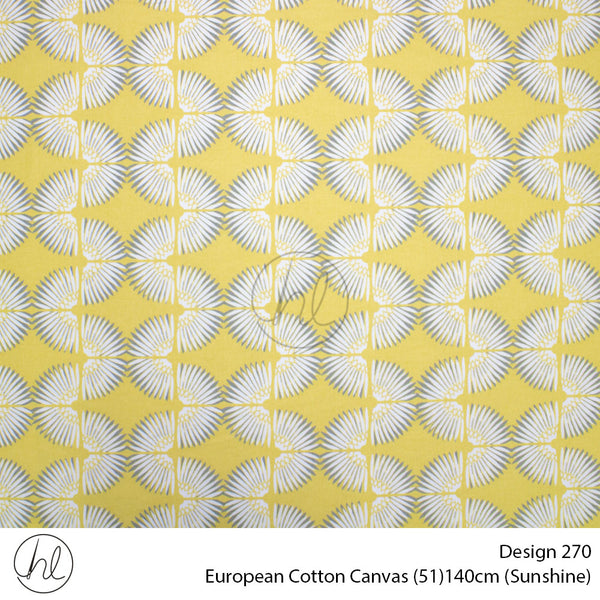 European Cotton Canvas (Buy 10M OR More R49.99 PM (Design 270) (140cm) (Per m) (Sunshine)