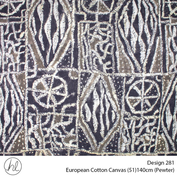 European Cotton Canvas (Buy 10M OR More R49.99 PM (Design 281) (140cm) (Per m) (Pewter)