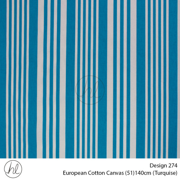 European Cotton Canvas (Buy 10M OR More R49.99 PM (Design 274) (140cm) (Per m) (Turquiose)