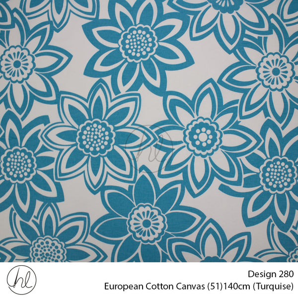European Cotton Canvas (Buy 10M OR More R49.99 PM (Design 280) (140cm) (Per m) (Turquiose)