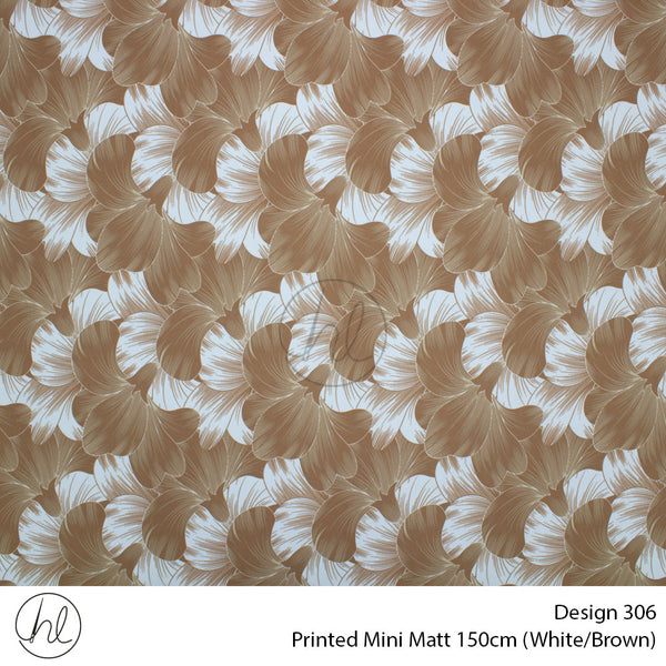 Printed Mini Matt (Design 306) (150cm) (Per m) (White/Brown)