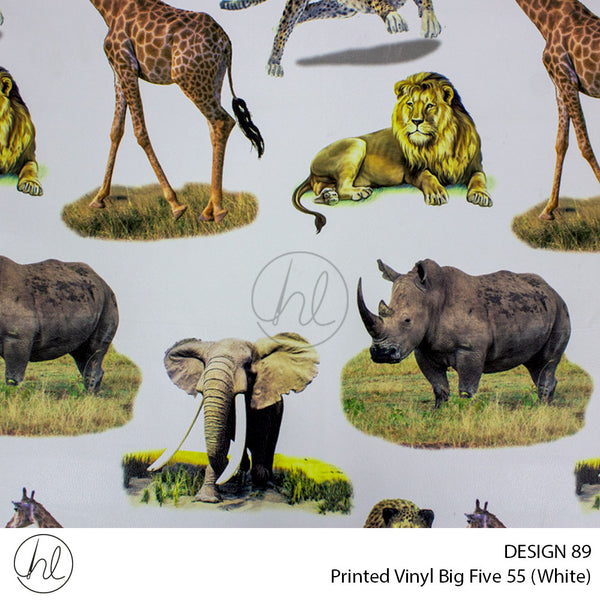 Printed Vinyl Big Five (Design 89) (White) (140cm) Per m