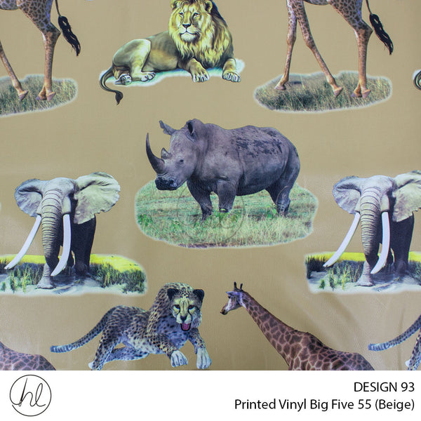 Printed Vinyl Big Five (Design 93) (Beige) (140cm) Per m