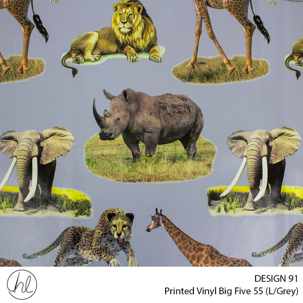 Printed Vinyl Big Five (Design 91) (Light Grey) (140cm) Per m