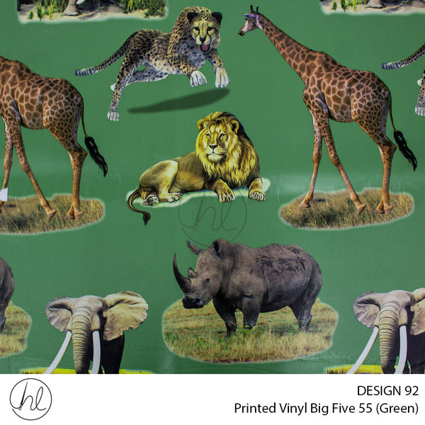 Printed Vinyl Big Five (Design 92) (Green) (140cm) Per m