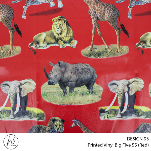 Printed Vinyl Big Five (Design 95) (Red) (140cm) Per m