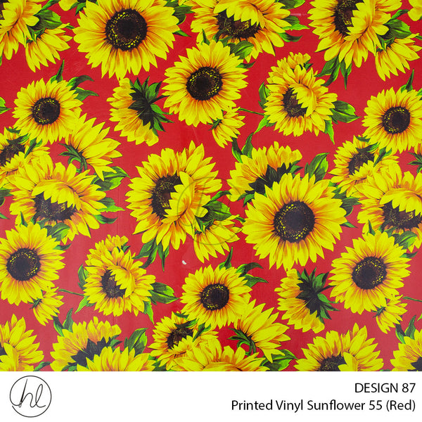 Printed Vinyl Sunflowers (Design 87) (Red) (140cm) Per m