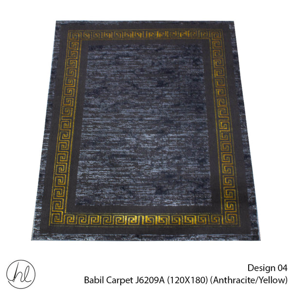 Babil Carpet (120X180) (Design 04) (Anthracite/Yellow)