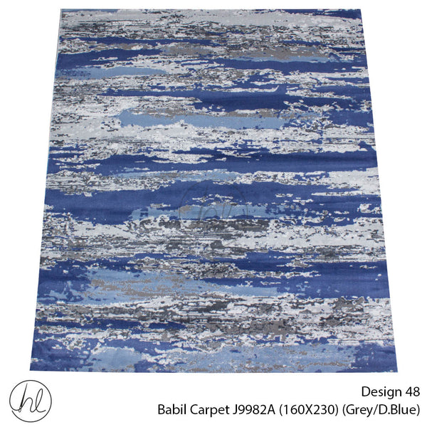 Babil Carpet (160X230) (Design 48) (Grey/Dark Blue)