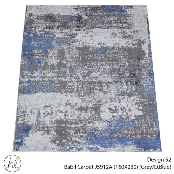 Babil Carpet (160X230) (Design 52) (Grey/Dark Blue)