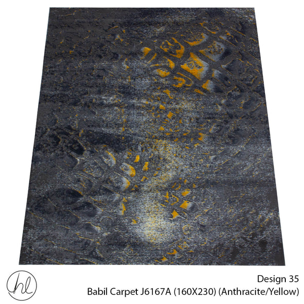 Babil Carpet (160X230) (Design 35) (Anthracite/Yellow)