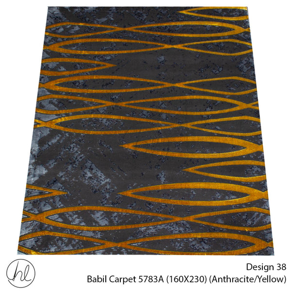 Babil Carpet (160X230) (Design 38) (Anthracite/Yellow)