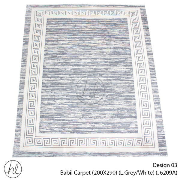 Babil Carpet (200X290) (Design 03) (Light Grey/White)