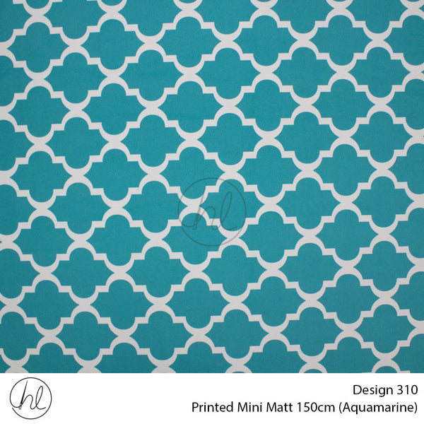 Printed Mini Matt (Design 310) (150cm) (Per m) (Aquamarine)