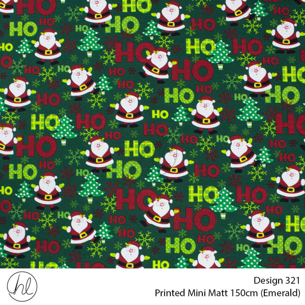 Printed Mini Matt (Design 321) (150cm) (Per m) (Emerald)