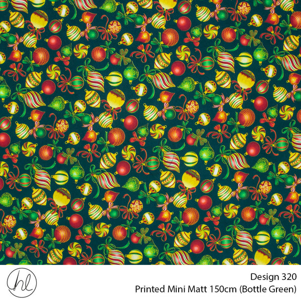 Printed Mini Matt (Design 320) (150cm) (Per m) (Bottle Green)