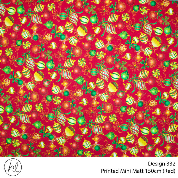 Printed Mini Matt (Design 332) (150cm) (Per m) (Red)