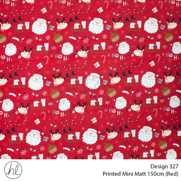 Printed Mini Matt (Design 327) (150cm) (Per m) (Red)