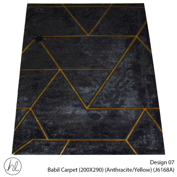 Babil Carpet (200X290) (Design 07) (Anthracite/Yellow)