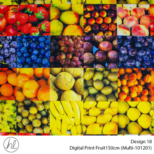 Digital Print Fruits Fabric (Design 18) (150cm) (Per m) (Multi)