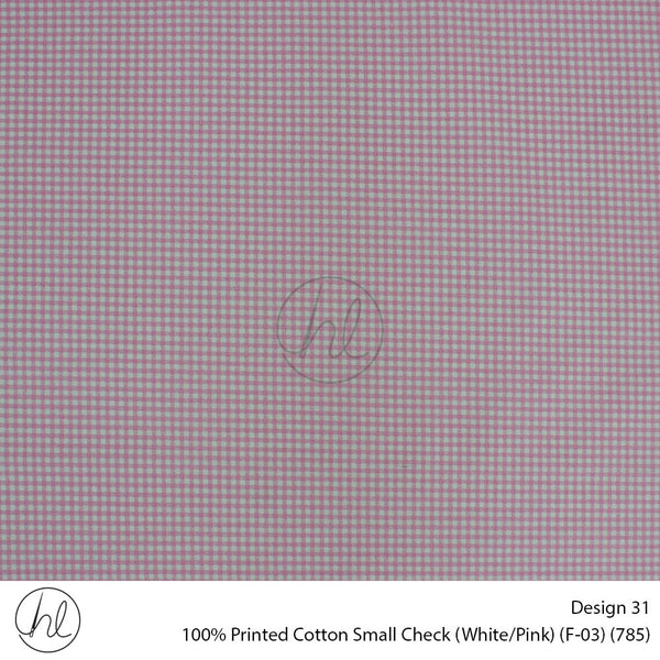 100% Cotton Prt Small Check