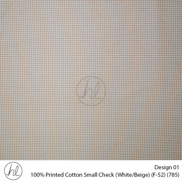 100% Cotton Prt Small Check