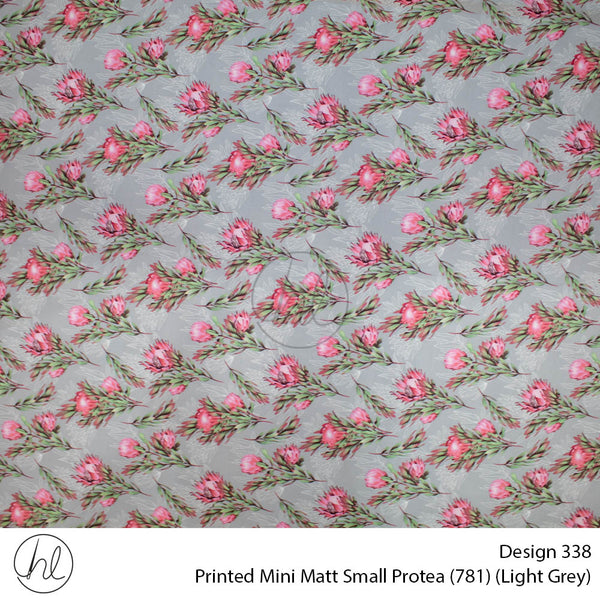 Printed Mini Matt (150cm) (Small Protea) (Per m) (Light Grey)