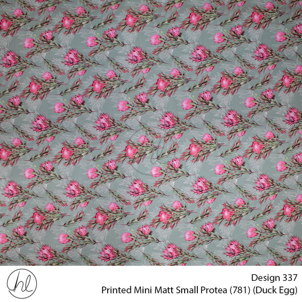 Printed Mini Matt (150cm) (Small Protea) (Per m) (Duck Egg)