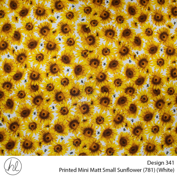 Printed Mini Matt (150cm) ( Small SunFlower) (Per m) (White)