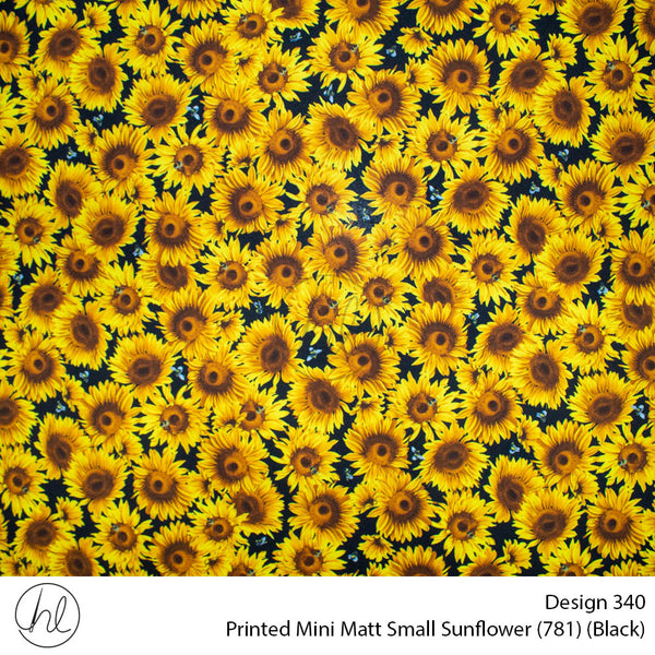 Printed Mini Matt (150cm) (Small SunFlower) (Per m) (Black)