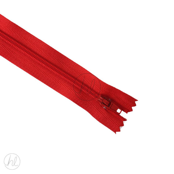 NYLON DRESS ZIPS BRIGHT RED 55CM