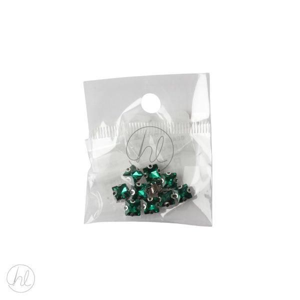BEADS DIAMANTE SQUARE 10 P/P GREEN FREE