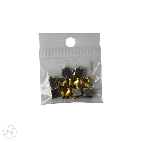 BEADS DIAMANTE SQUARE 10 P/P YELLOW FREE
