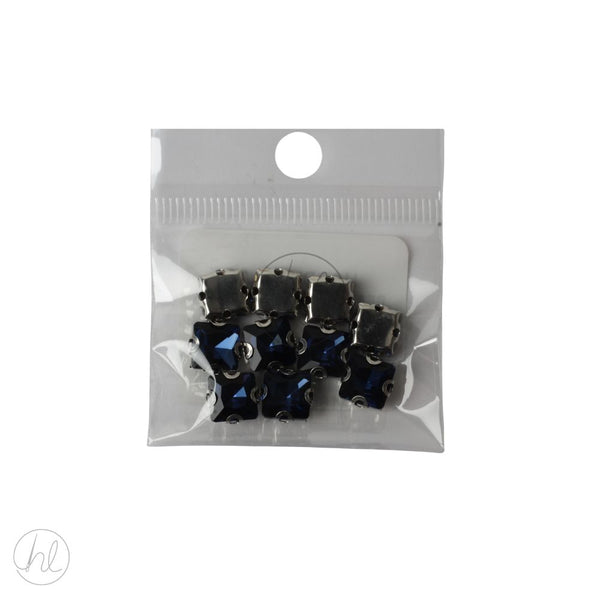 BEADS DIAMANTE SQUARE 10 P/P NAVY FREE